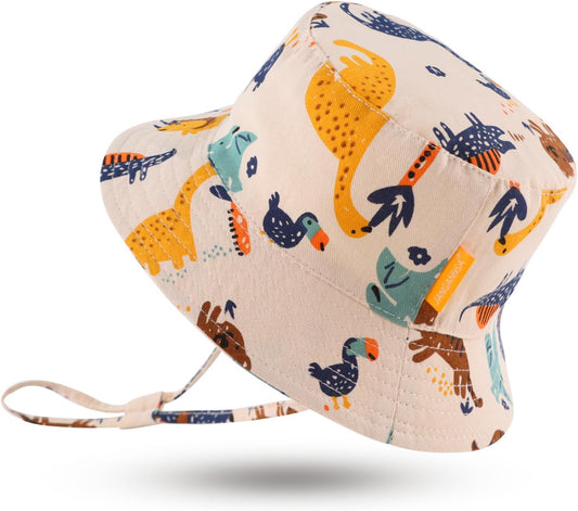 JANGANNSA Cotton Baby Sun Hat Infant Toddler Boys Girls Bucket Hats Summer Sun Protection Kids Beach Caps