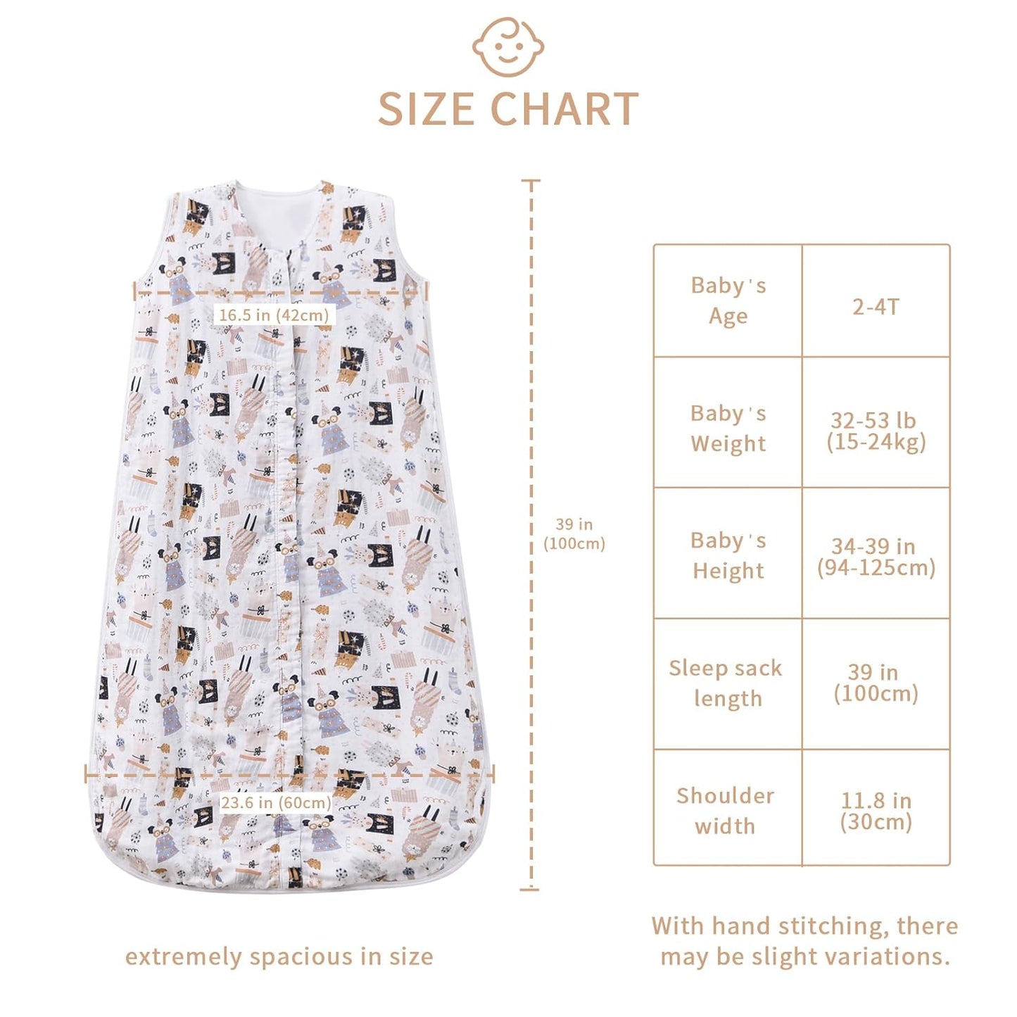 Toddler Sleep Sack 2-4 T Baby Wearable Blanket 100% Organic Cotton 0.5 TOG Baby Muslin Sleep Sacks 2- Way Zipper Soft XL 2T 3T 4T