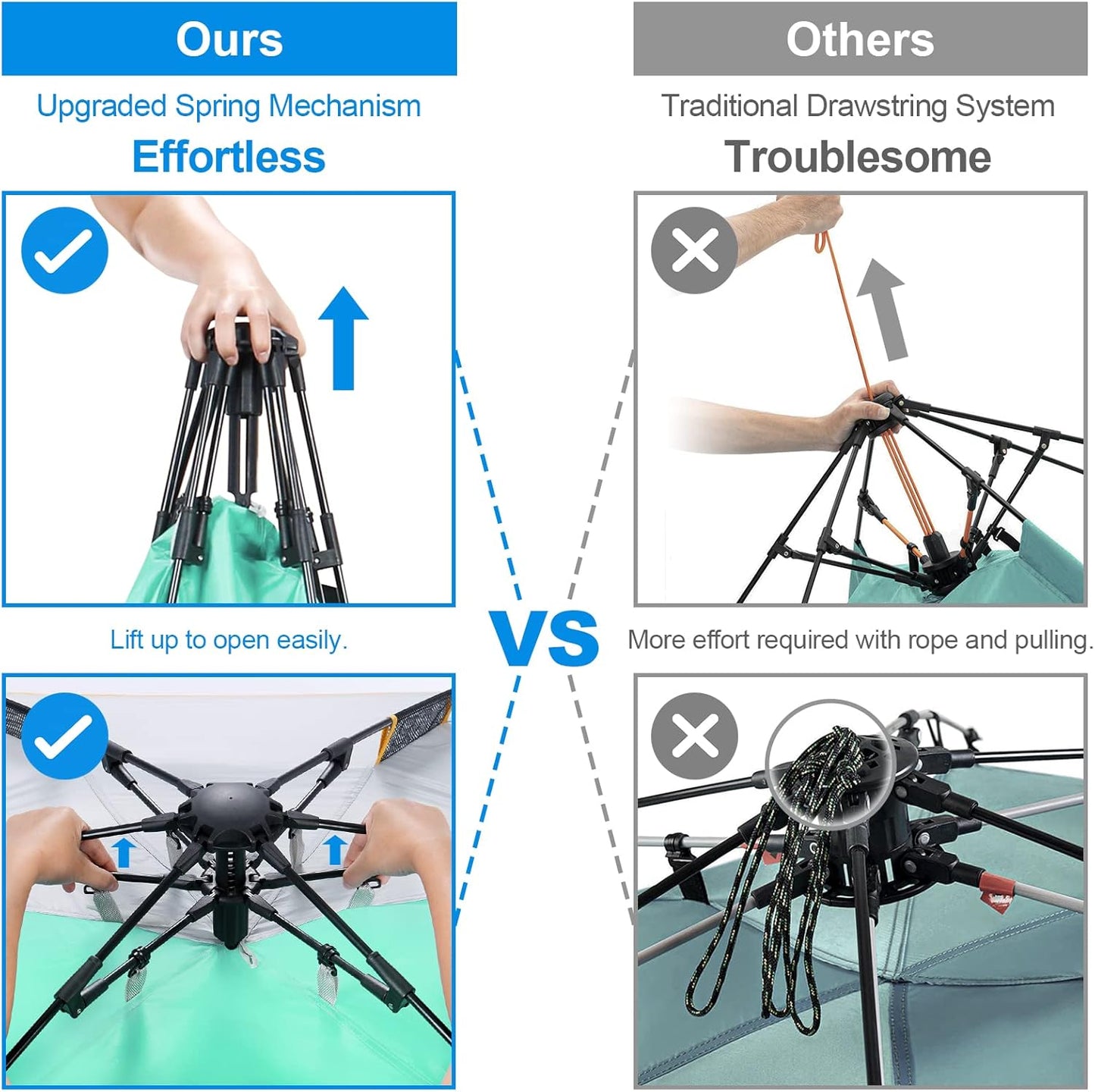 WolfWise Pop Up XL Beach Tent 99" Wide for 4-6 Person UPF 50+ Portable Instant Sun Shelter Canopy Umbrella with Extended Zippered Porch