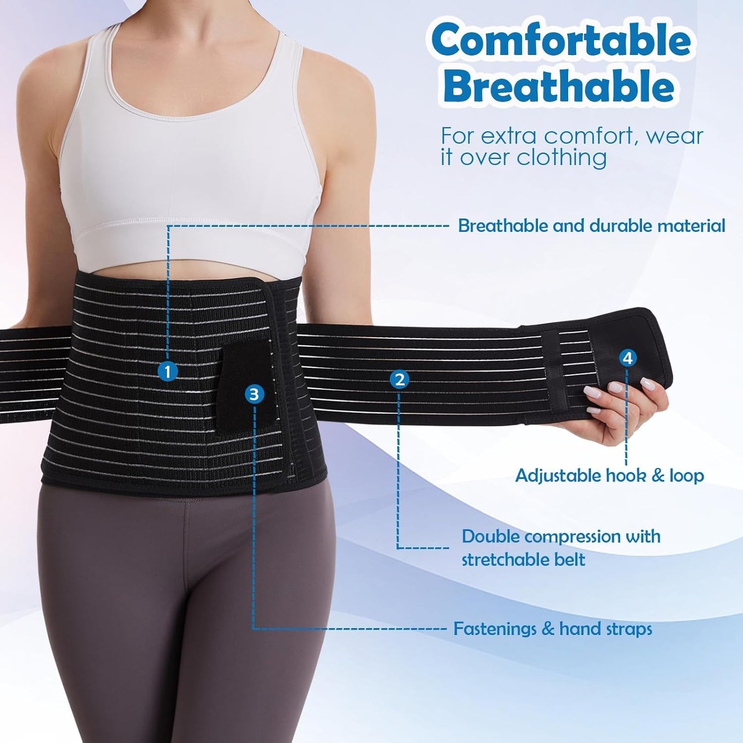 Paskyee Postpartum Belly Band, Abdominal Binder Post Surgery Belly Wrap, C Section Recovery Must Haves, Girdle for Postnatal Care, Waist/Pelvis Belt for Back Pain Relief Black S/M