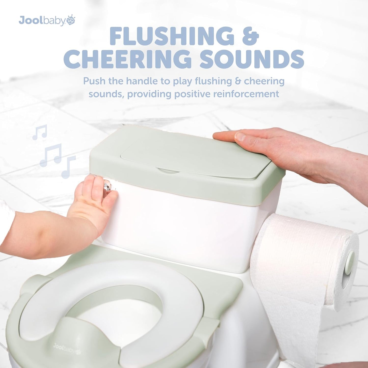 Real Feel 2-in-1 Potty with Wipes Storage, Flushing Sounds & Disposable Liners - Realistic Toilet - Easy to Clean & Assemble - Jool Baby (Sage)