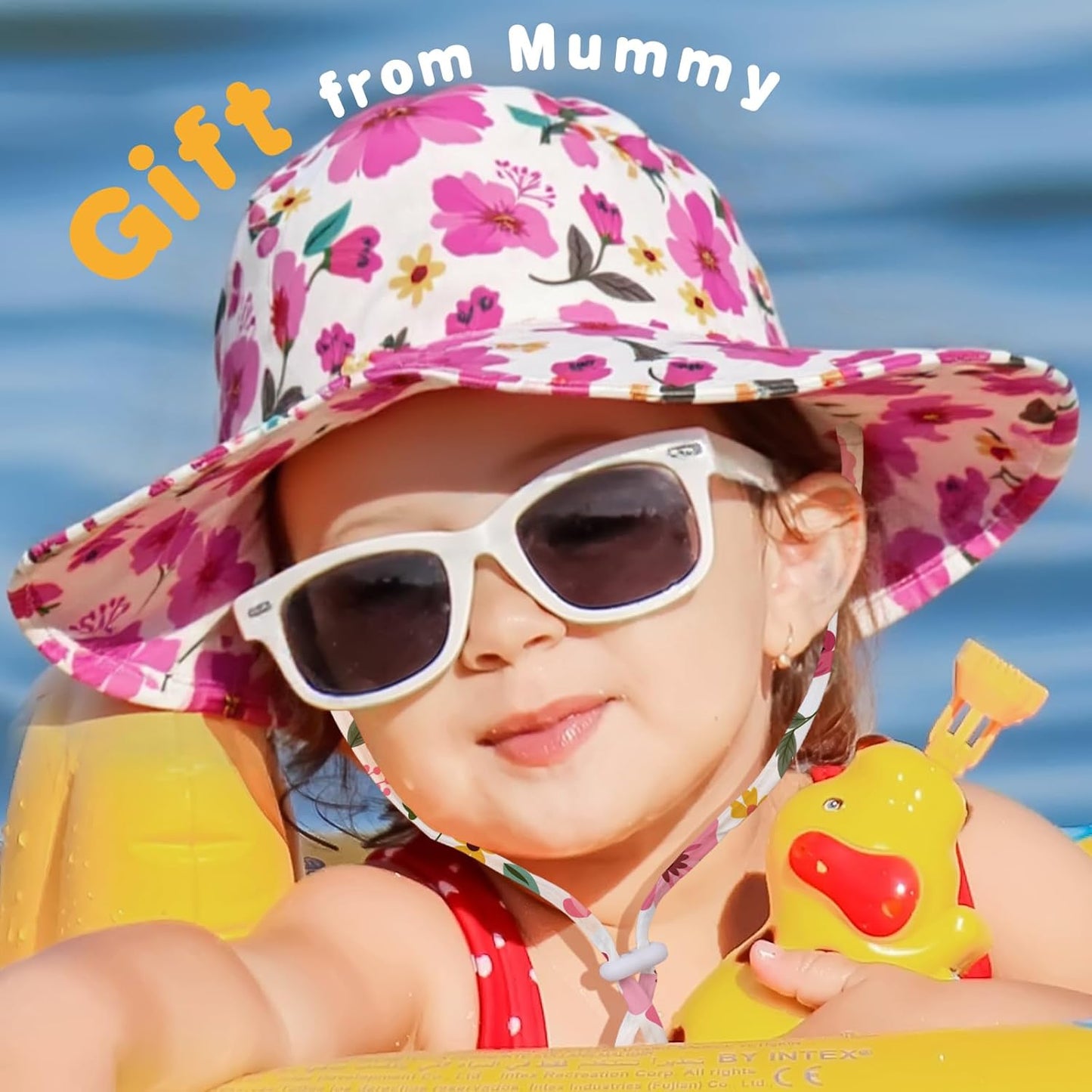 Baby Sun Hat Toddler Girl Beach Hat Adjustable Outdoor Summer Hat UPF 50+ Sun Protection Wide Brim Infant Kids