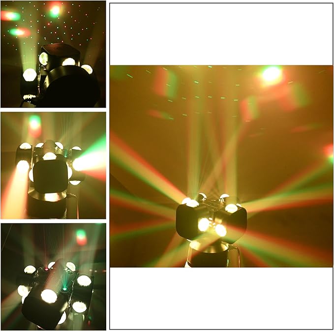 Moving Head DJ Light 16LEDs Rotating Beam Lights Stage Light DJ Lighting Led Pinspot Lights Uplighting Ligh-ts Sound Activated Dmx512 Light for DJ KTV Disco Party Wedding Concert Festival
