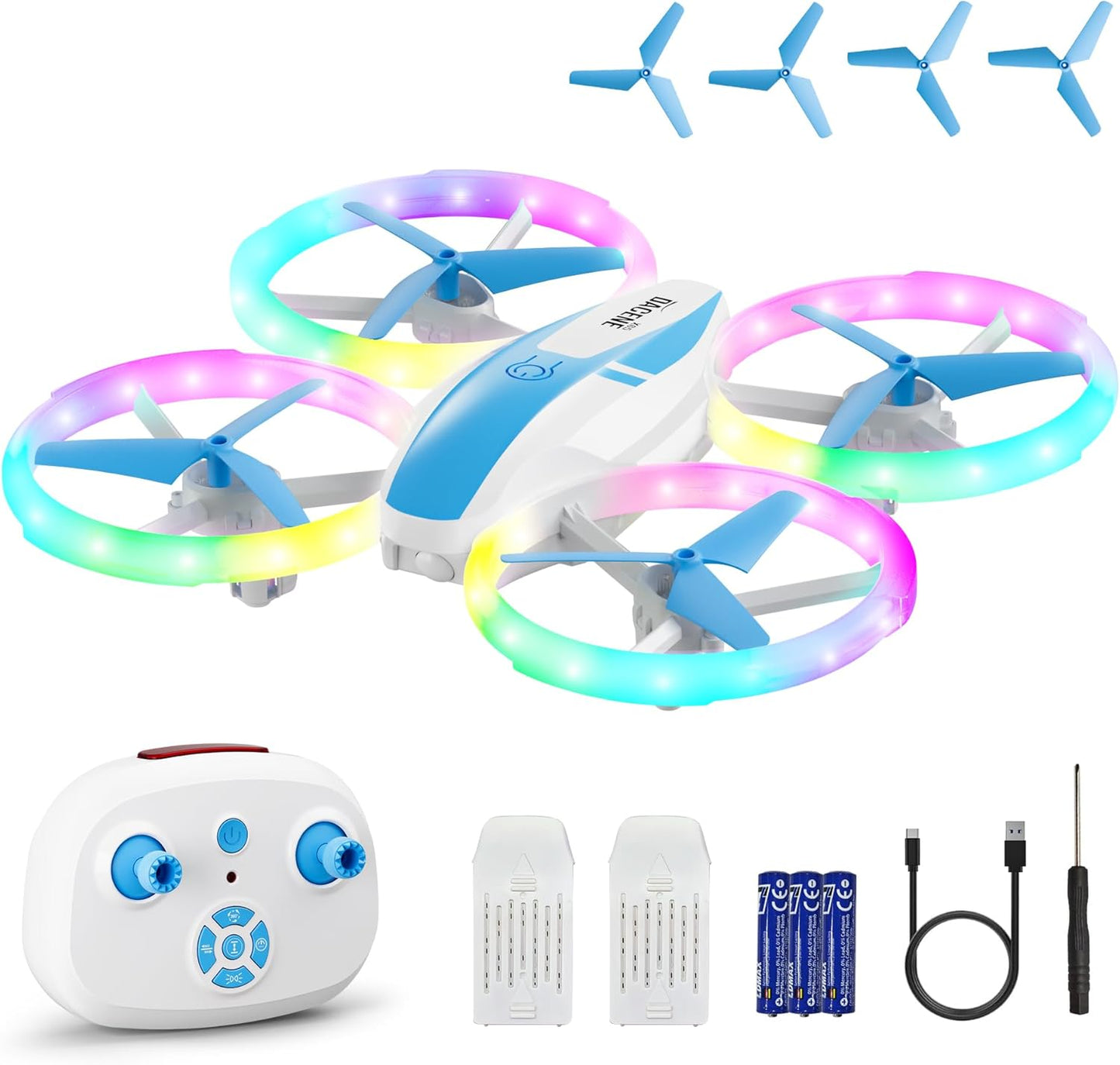 Mini Drone for Kids and Beginners with Fancy LED & Altitude Hold,Birthday Gift for Boys Girls,RC Drone with Propeller Protection,360°Flips,3 Speed Mode,Indoor Outdoor Mini Quadcopter Toy
