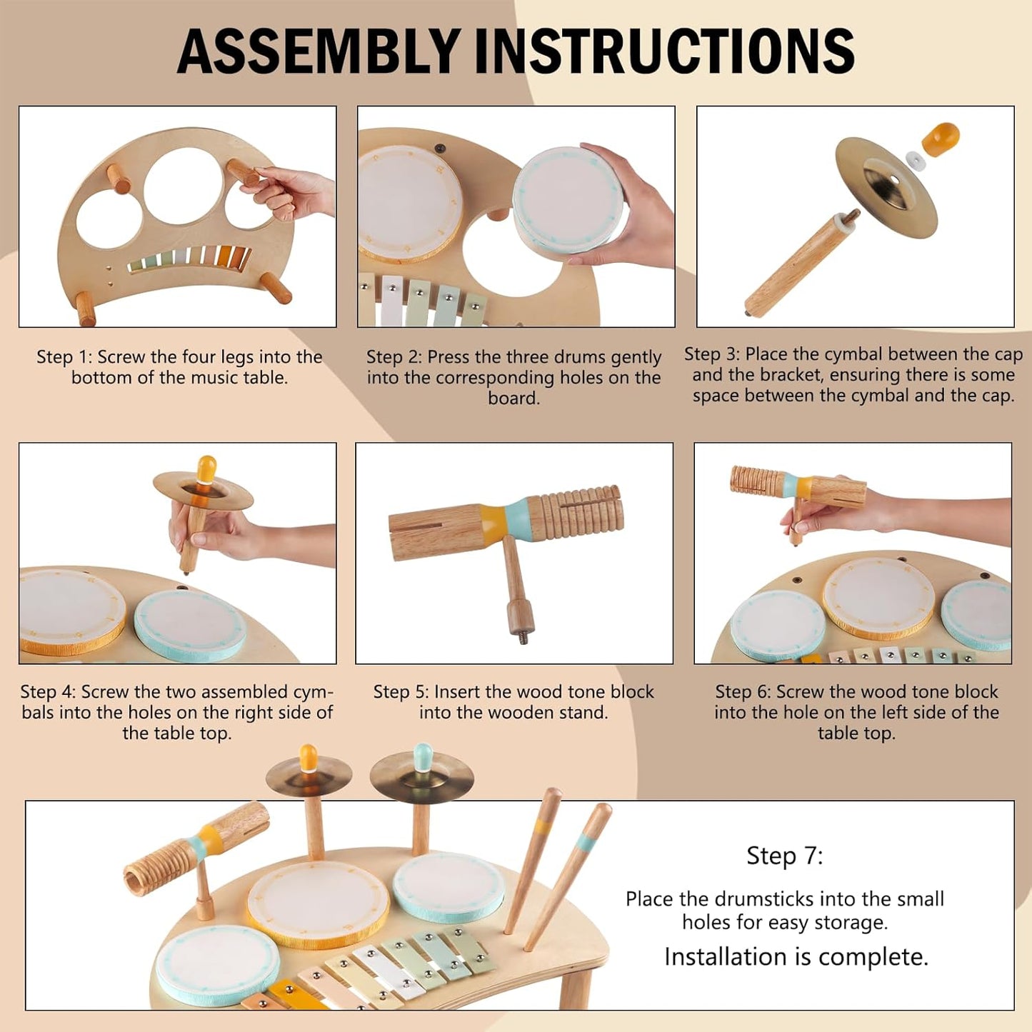 Toddlers Drum Set Toys for 1 Year Old Boy Girls,Baby Drum with Xylophone for Toddlers 1-3,Musical Instruments, Kids Wooden Montessori Toys (Wood)