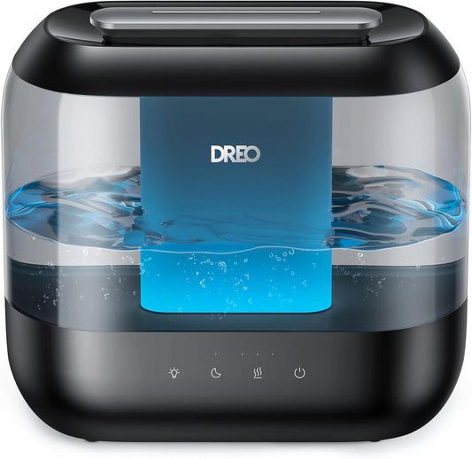 Dreo Top Fill 4L Humidifiers for Bedroom, 36H Runtime, 28 dB Quiet Cool Mist Supersized Air Humidifier for Large Room, Plants, Baby Nursery, Indoor, Night Light, Easy to Clean & Fill, Black