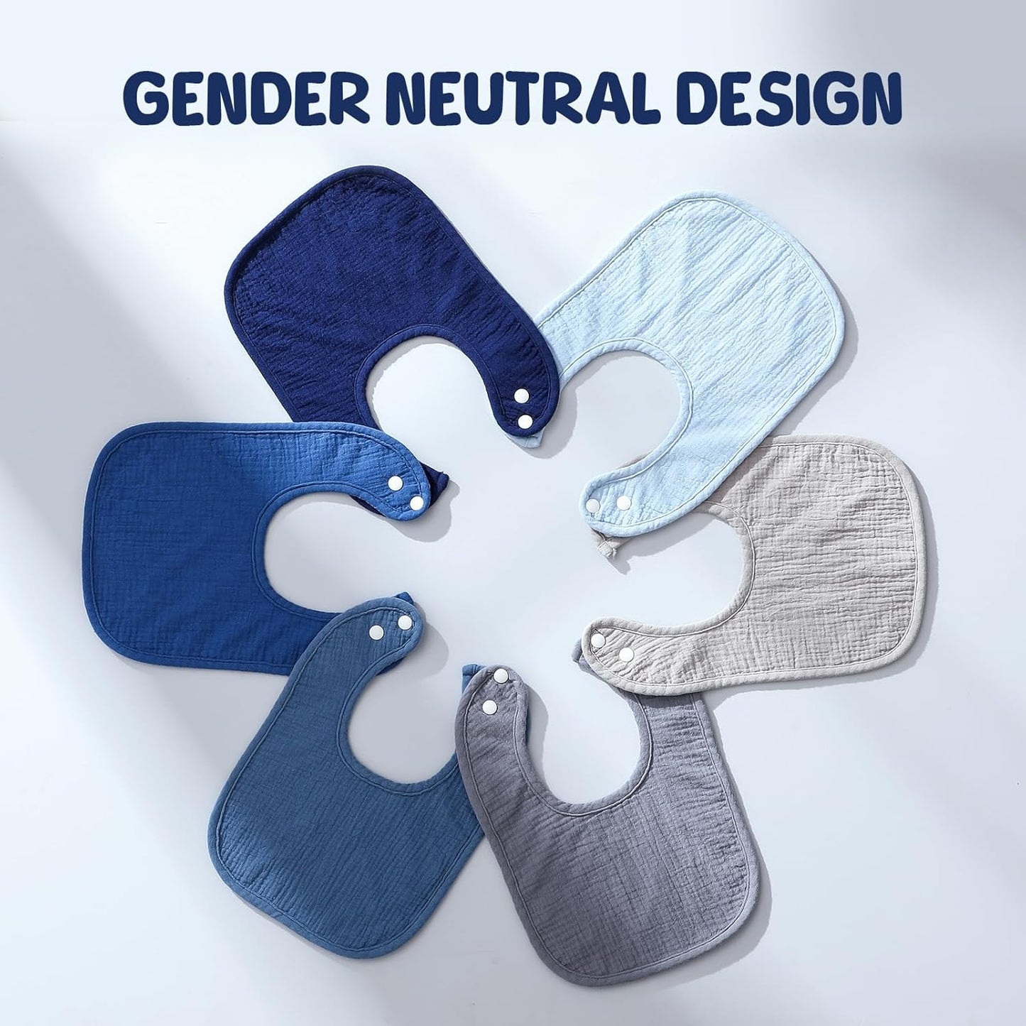 6-Pack Muslin Baby Bibs for Unisex Boys Girls, Cotton Baby Drool Bibs, Drooling and Teething Bibs for Infant