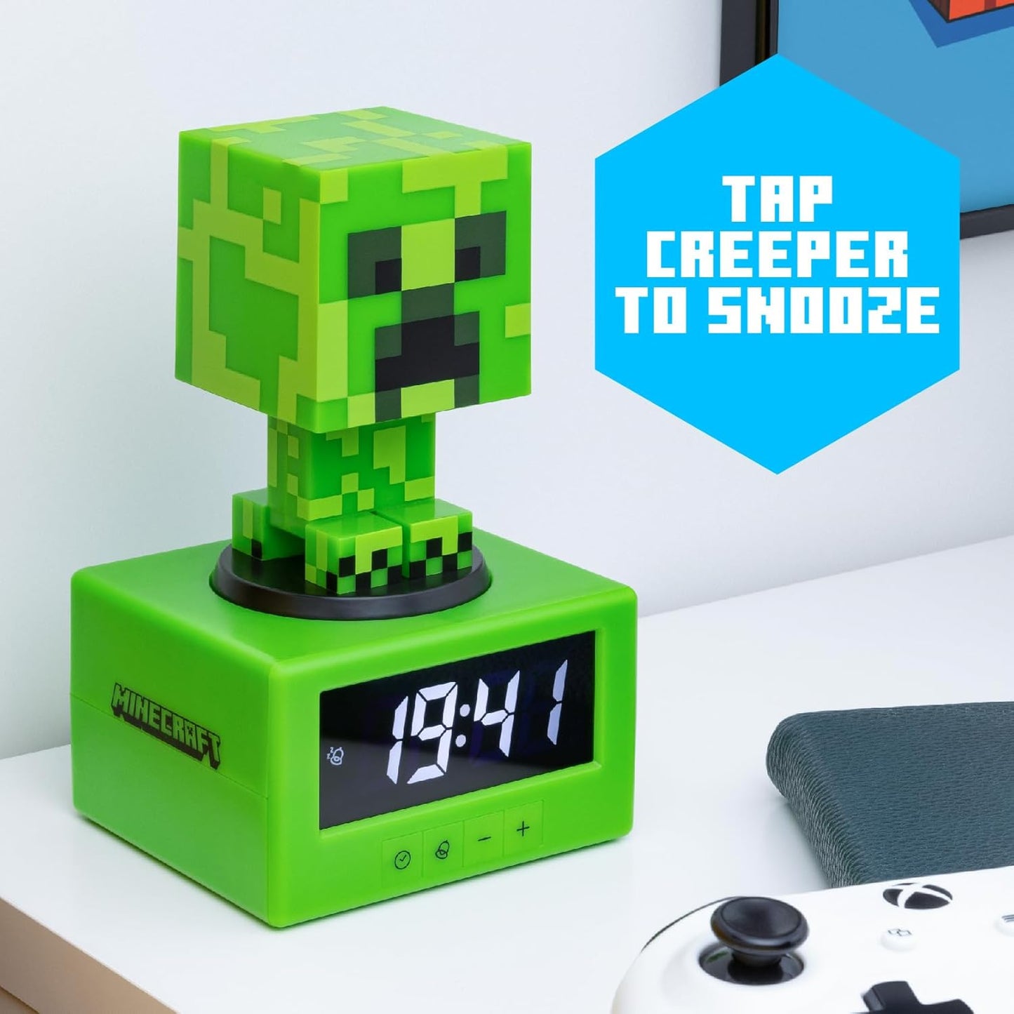 Paladone Minecraft Creeper Alarm Clock - Officially Licensed, in-Game Music & Night Light for Kids & Tweens, Gaming Room Accessory