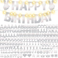 167Pcs DIY Glitter Customizable Banner Kit Happy Birthday Letters Banner Winter Wonderland Banners Snowflakes Personalized Banners Decor Baby Shower Birthday Party Decorations Supplies(Shiny Silver)