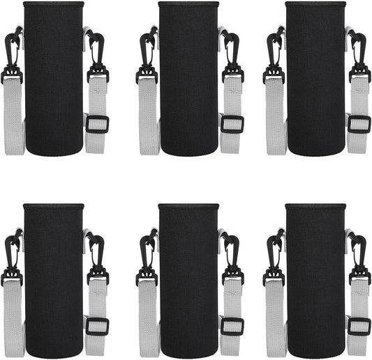 Rtteri 6 Pcs Neoprene Water Bottle Carrier Bag with Adjustable Shoulder Strap 32oz Insulator Water Bottle Cover Holder Cooler Sleeve for Stainless Steel/glass/plastic (Black)