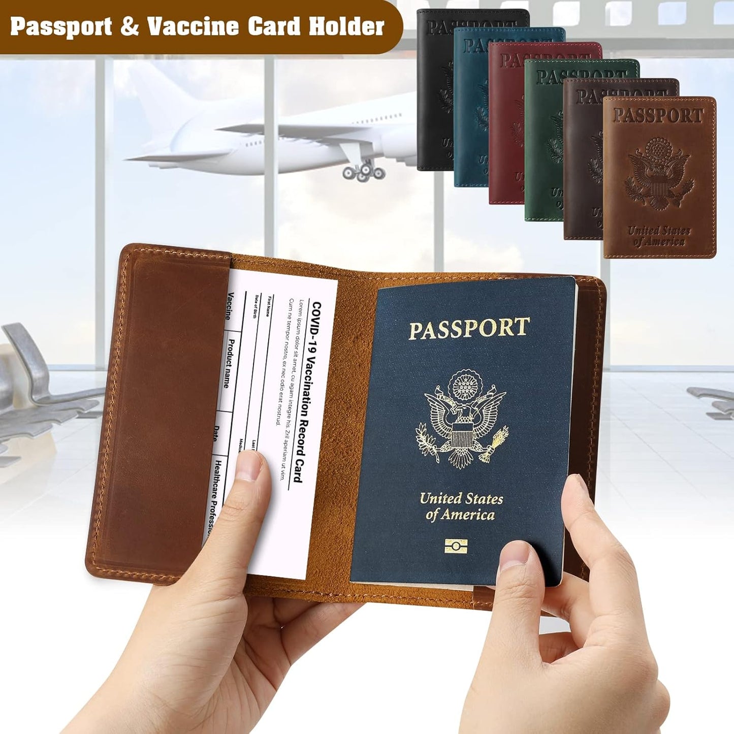 Jack&Chris Leather Passport Holder, Passport Travel Wallet Cover Case for Men Women, Leather Travel Documents Organizer Protector, JC105-Black