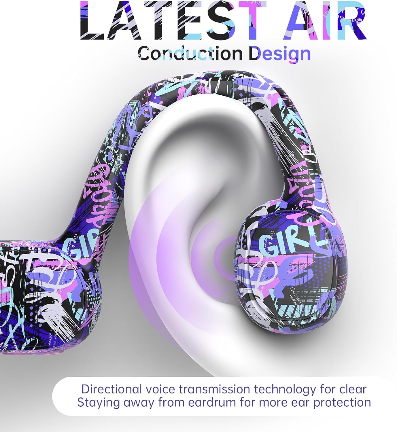 Kids Headphones, Bluetooth 5.2 Air Conduction Open Ear Headphones, 85dB Volume Limiting, Stereo Sound with Mic, IPX5 Waterproof, 20H Playtime, Perfect for School and Outdoor-Deep Blue