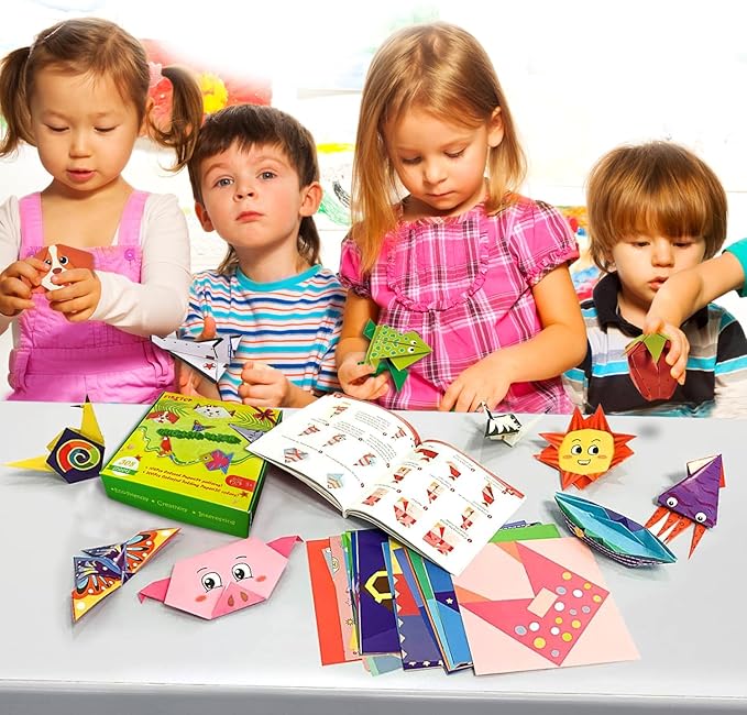 308 Sheets Origami Paper Kit, 5.5inch Craft Origami Set for Kids Ages 5-12, with 54 Patterns & Guiding Book for Beginners, Art Projects for Children Adult, Birthday Christmas Gifts for Boys&Girls