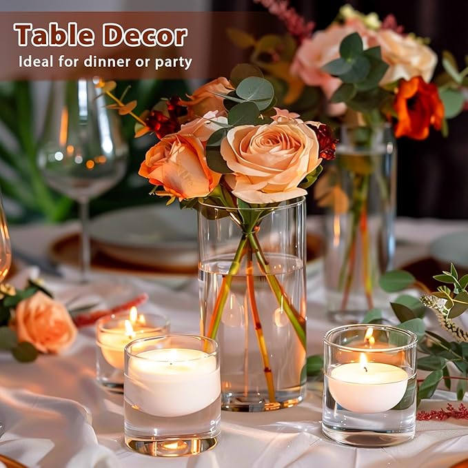 6 Inch Glass Cylinder Vases for Centerpieces | 12Pcs Clear Small Flower Vase for Wedding Decorations, Floating Candle Vases in Bulk, Hurricane Candle Holders for Table, Home Décor