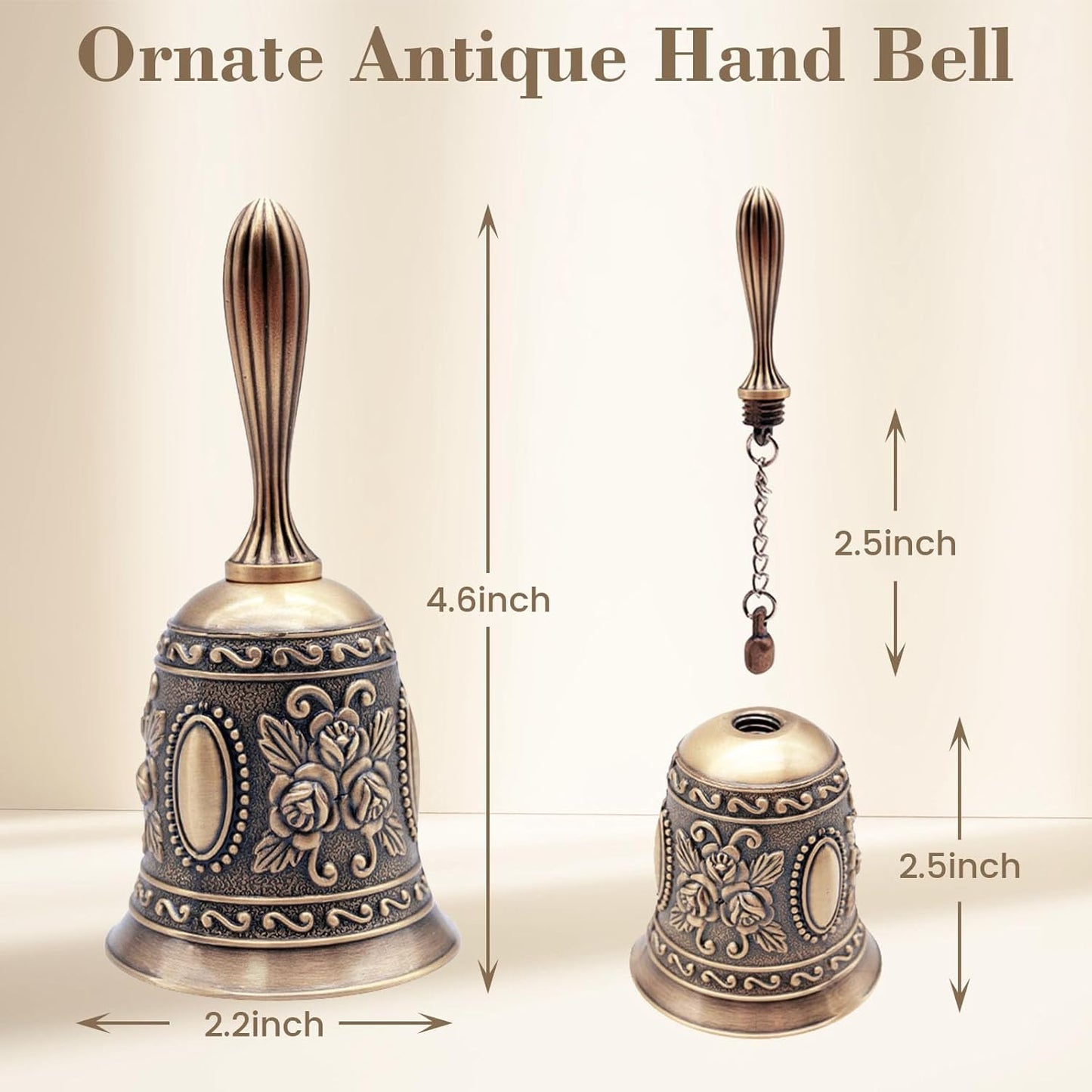 DomeStar Hand Bell Brass Call Bell for Bedside, Dinner, Wedding