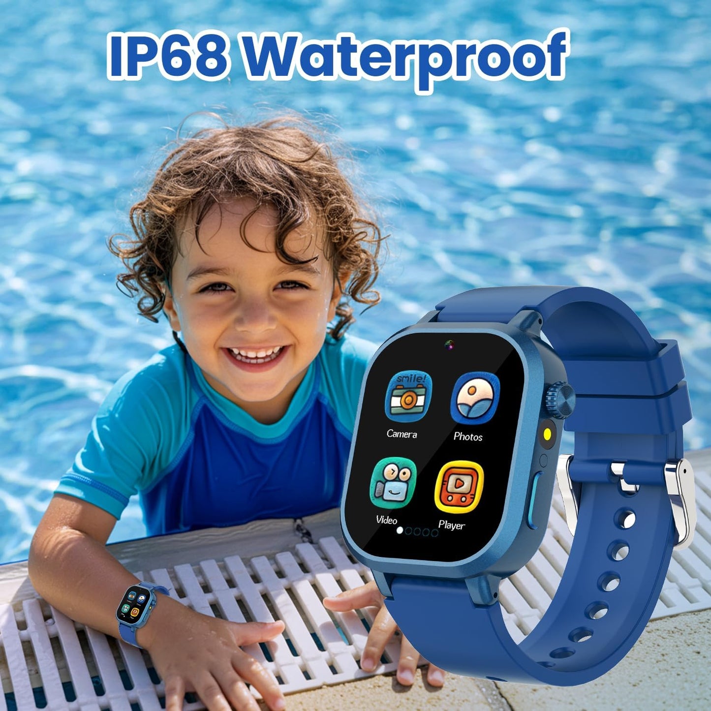 Waterproof Smart Watch for Kids Boys Ages 5-12 with 39 Games, HD Camera, Video, Music, Habit Tracking, Alarm, Pedometer, Kids Smart Watch Chrismars Birthday Gift for Boys Age 5 6 7 8(Blue)