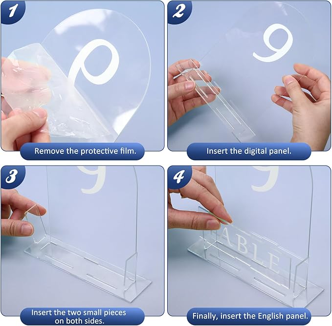 Table Number 1-15 for Wedding Reception Arch Acrylic Wedding Table Number with Flower Trough 5" x 7" Mirrored Rustic Centerpiece for Reception Bridal Shower Party Catering Banquet(Clear)