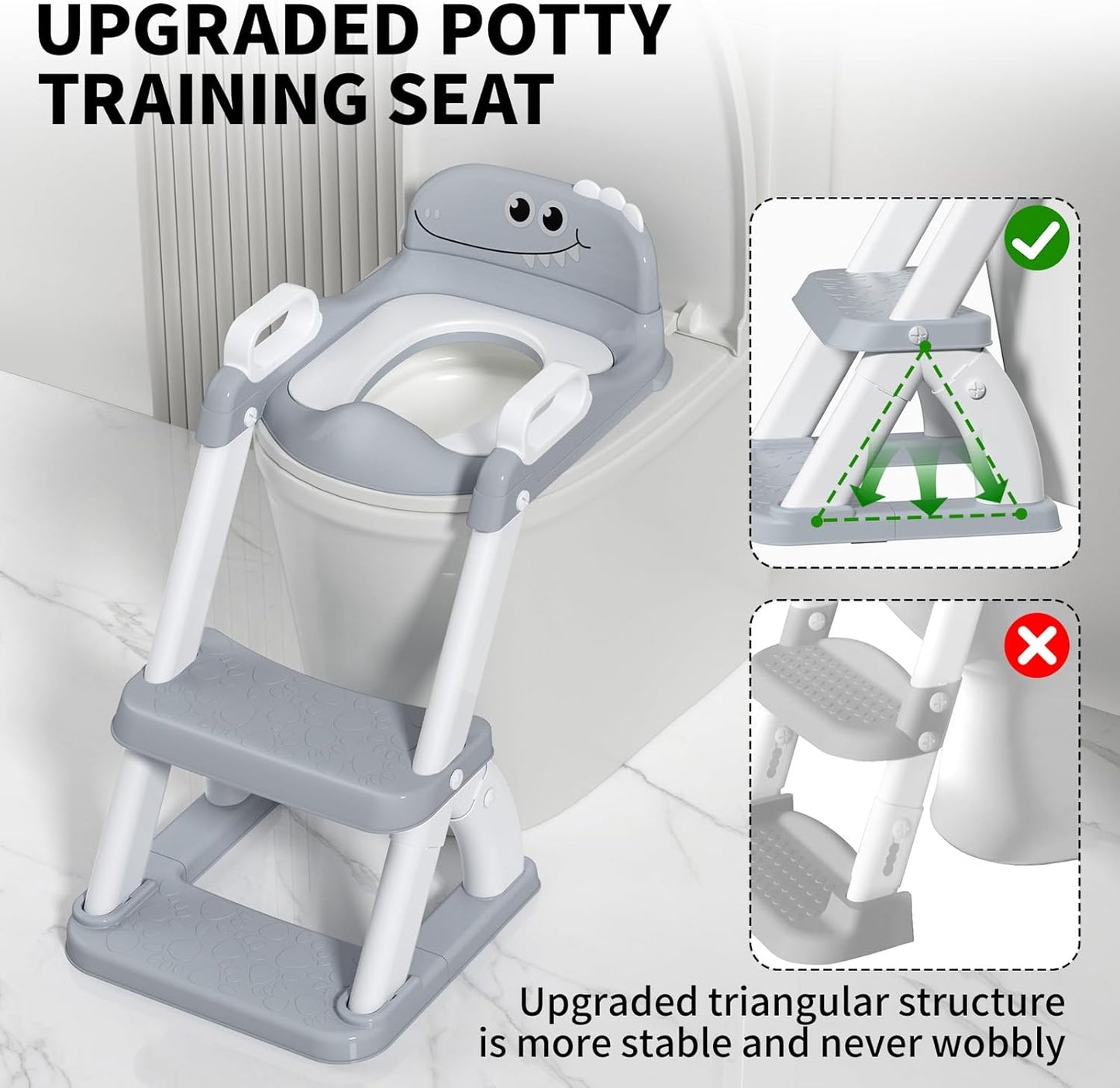 Potty Training Seat for Toddlers, 2 in 1 Potty Training Toilet with Anti-Slip Pad Step Stool, Toddler Toilet Seat for Boys and Girls