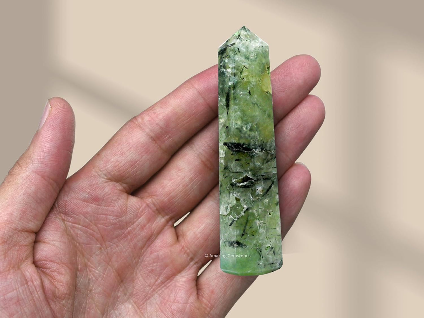 Amazing Gemstone Prehnite Crystal Towers - Natural Healing Crystal Point Obelisk for Reiki Healing and Crystal Grid (2 Inch to 3 Inch)