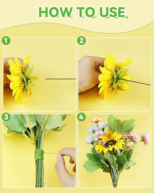 100 PCS FIVEIZERO 26 Gauge Beown Floral Wire Stems for Artificial Flower Making,Florist Wire,Flower Wires for Crafts,Alambre para Flores for Wreaths, Flower Arrangements and DIY Projects