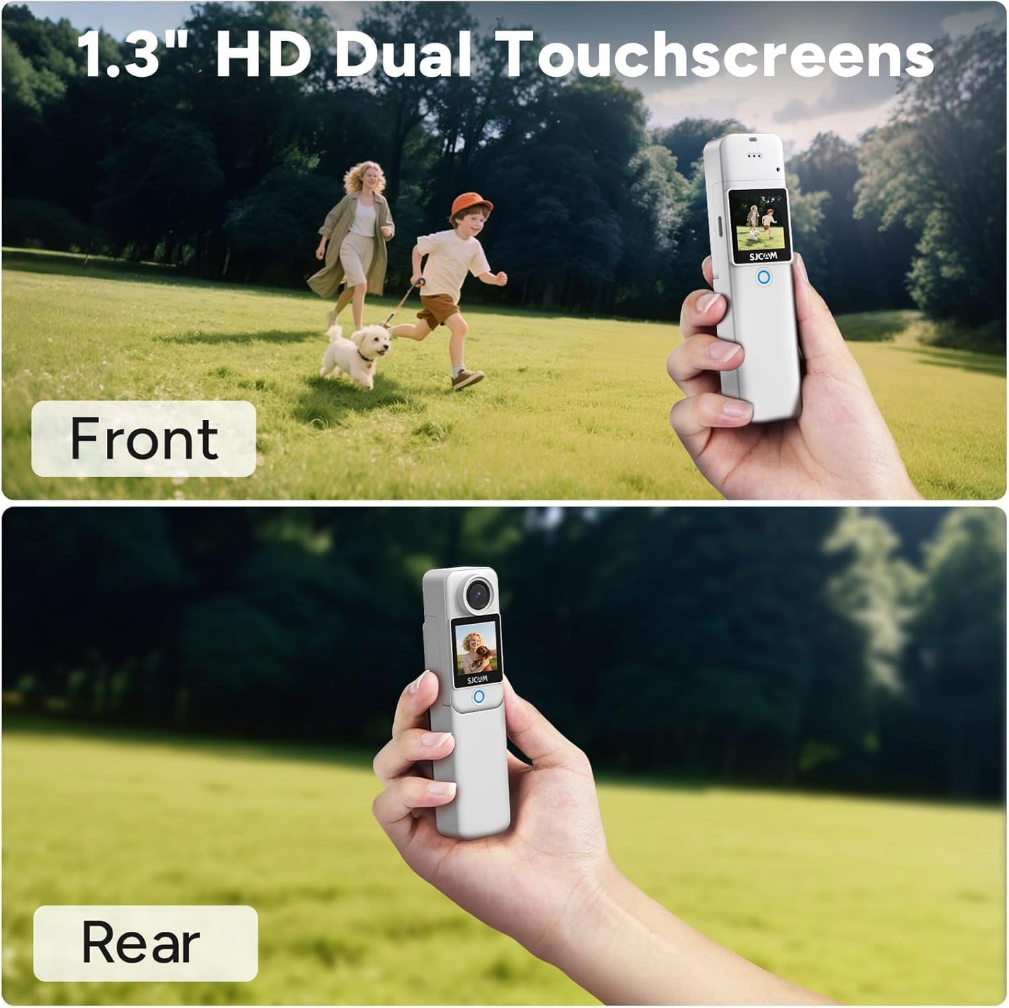 SJCAM C300 4K Vlogging Cam,7H Long Power,Super 6-Axis Stabilization Pocket Vlog Camera,Handheld Dual-Touch Screen Action Camera,30M Waterproof,Portable mini Tiny for Student,Ladies,Kids Action Cam