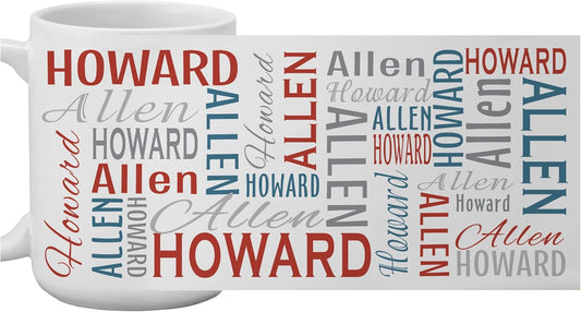 Let's Make Memories Personalized Your Name Signature Mug - Custom 15oz Coffee Mug - Stocking Stuffer - For Christmas -Red/Blue