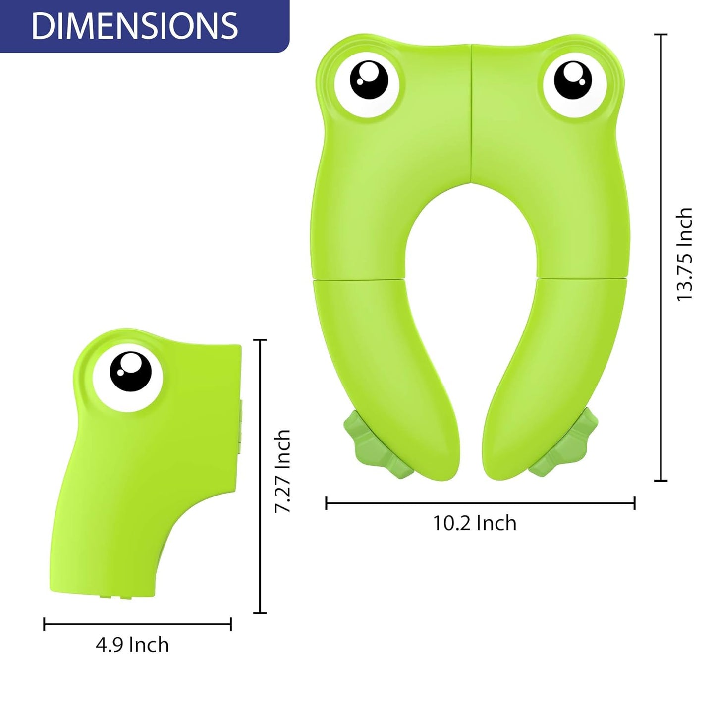 Portable Folding Large Non Slip Silionce Pads Potty Training Seat for Kids Boys & Girls, Foldable Toddlers Toilet Seat, Recyclable Potty Seat Cover for Travel (Green)