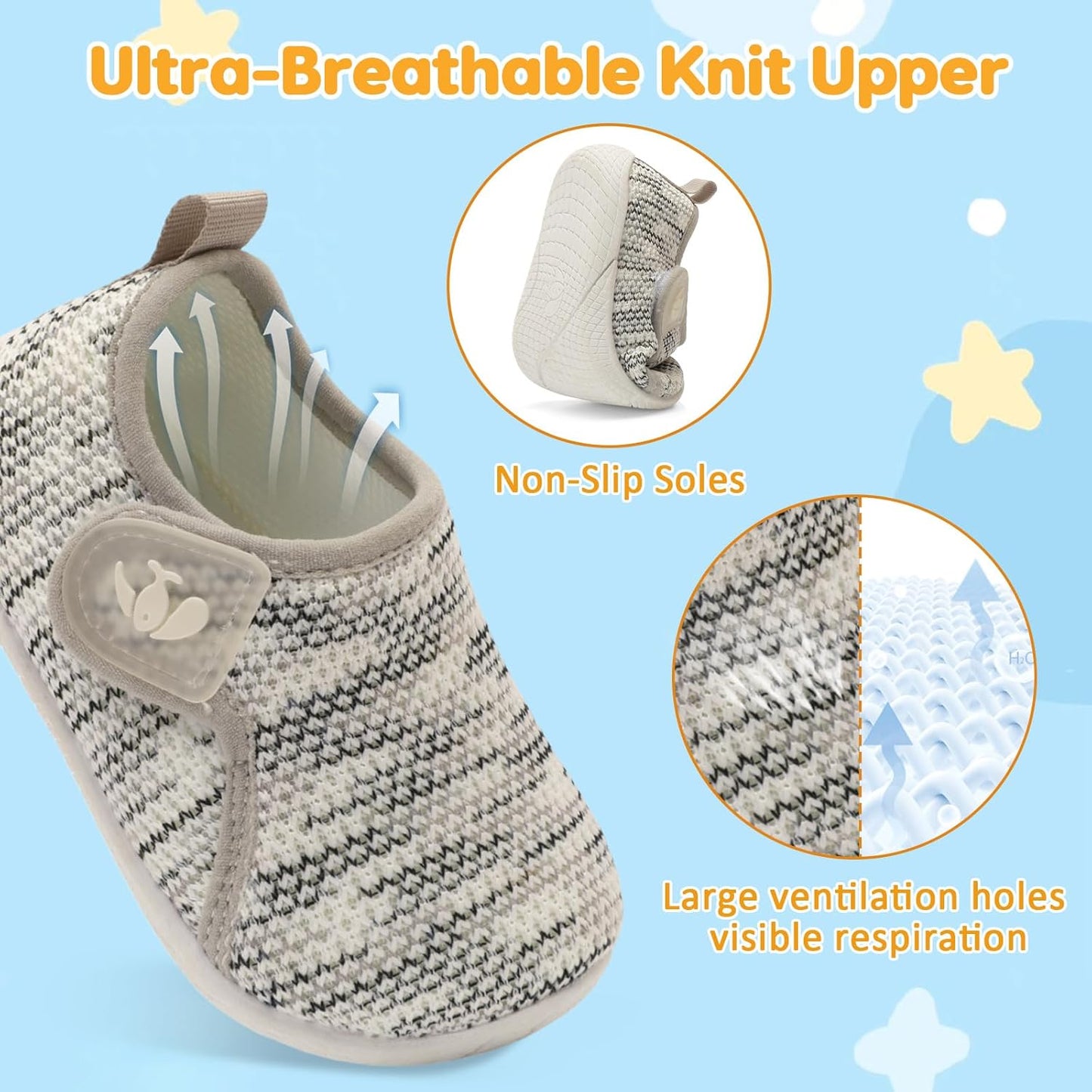 FEETCITY Toddler Walking Shoes Slip On Toddler Shoes Boys Girls Kids Sports Sneakers Casual School Shoes Barefoot Shoes