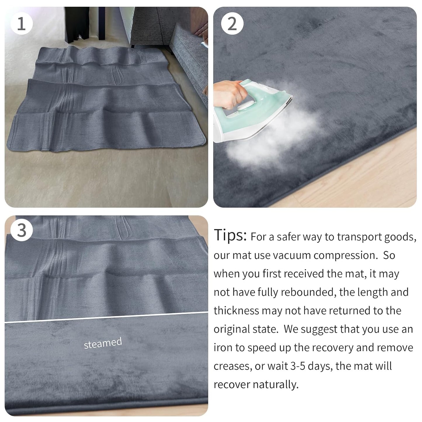 Baby Play Mat for Floor,Extra Large 79"×118" Tummy Time Mat,Thicker Memory Foam Mat for Toddler,Infant,Kids,Water Repellent Ultra Soft Coral Velvet,Non-Slip Backing Safe for Crawling(Dark Grey)