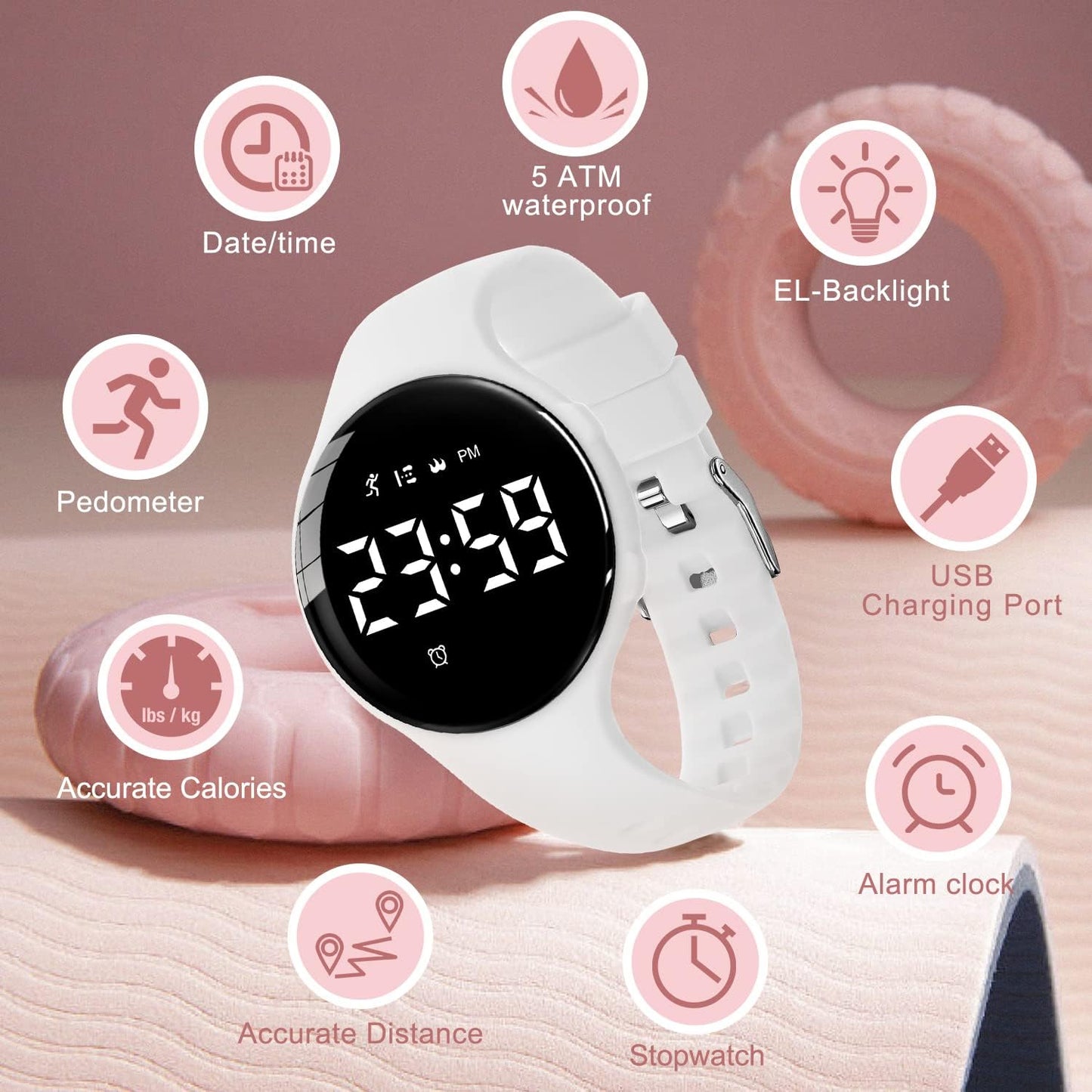 Kids Watches for Girls Boys Digital Sport Watch with Step Counter Pedometer Vibration Alarm Clock, No App Waterproof Fitness Tracker Kids Watch Boys Girls Teens Students Ages 5-16