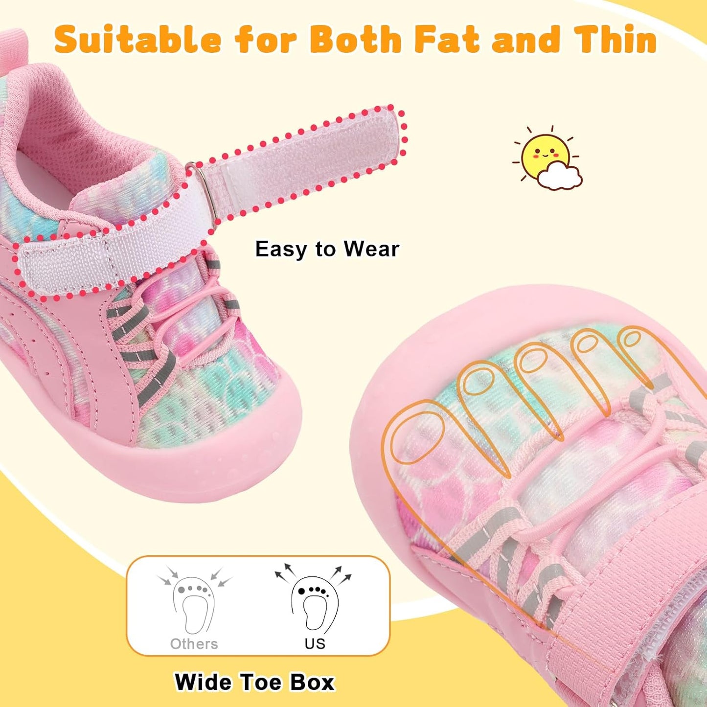 FEETCITY Wide Baby Shoes Boys Girls Baby Barefoot Shoes Breathable Infant Walking Shoe Crib Sock Shoe Toddler Sneakers Flexible