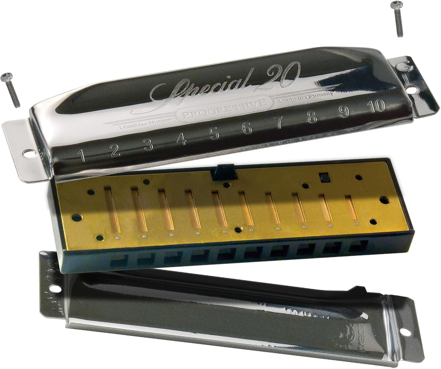 Hohner 560 Special 20 Harmonica - Key of B Bundle with Carrying Case, Key Stickers, Harmonica Beginner Online Manual, and Austin Bazaar Polishing Cloth