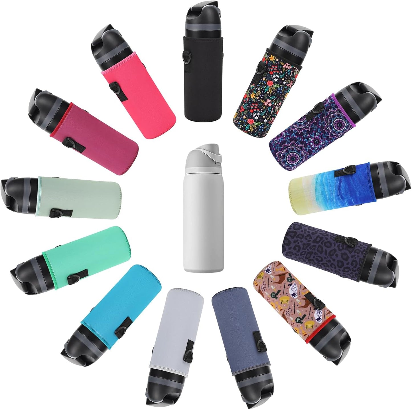 Neoprene Water Bottle Carrier Bag with Adjustable Shoulder Strap for Owala 24 OZ Tumbler, Insulated Water Bottle Cover for Owala FreeSip Insulated Water Bottle (Mauve, 24 OZ)