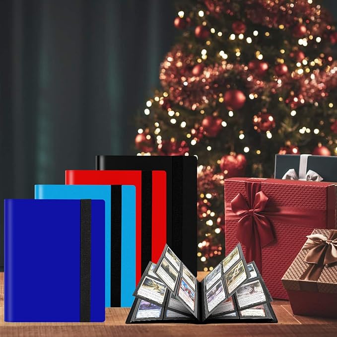 4 Pocket Card Binder for Trading Card, 160 PockeCard Folder Ablum for Cards Collection for Sports Cards, Baseball Cards, Game Cards, Mini TCG Binder Fit for MTG, Gift for Card Collector (Navy blue)