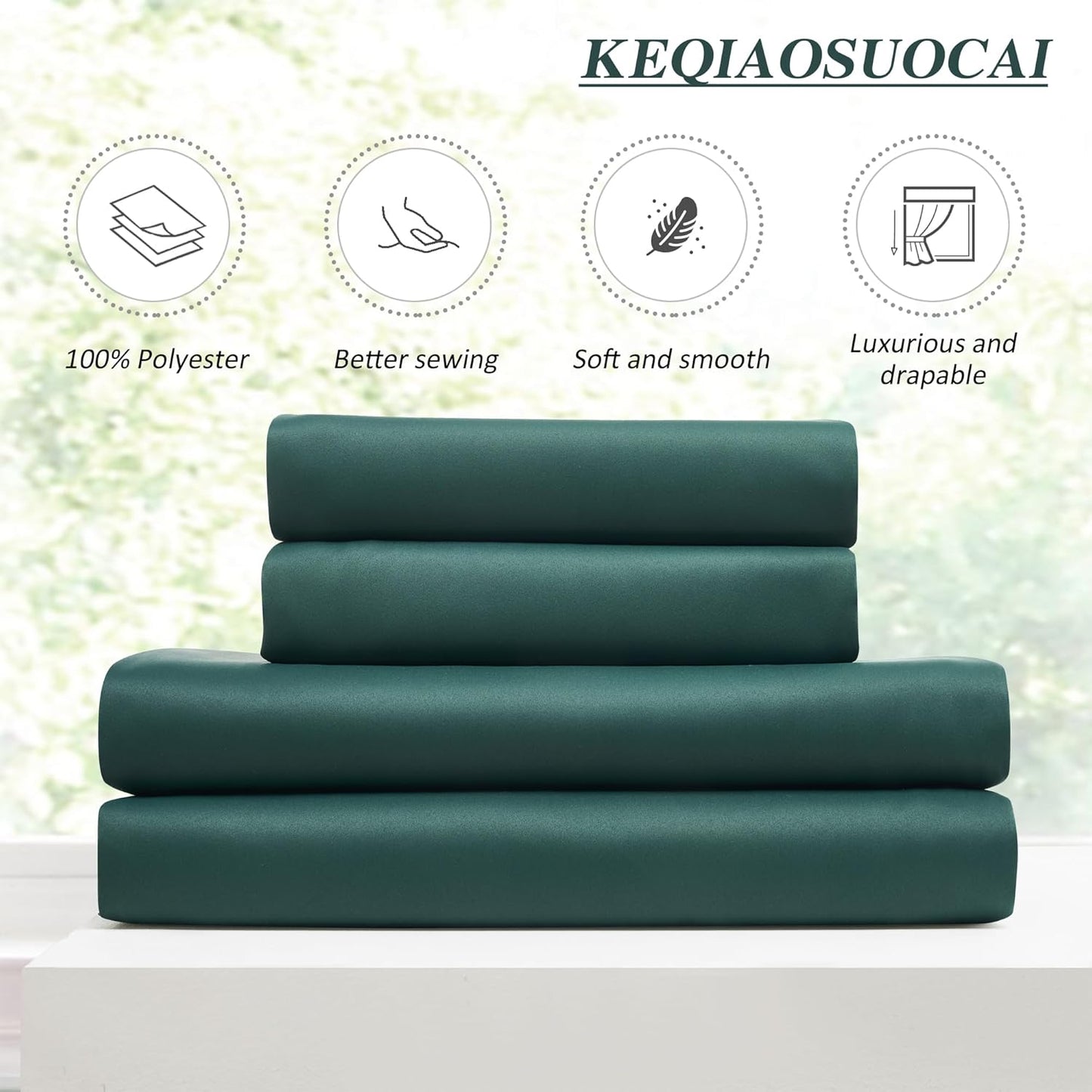 KEQIAOSUOCAI 92 Inch Dark Green Pinch Pleated Blackout Curtains for Living Room - Summer Decor Thermal Insulated Christmas Green Track Curtain with Hooks，40 x 92 Inches Long-2 Panels Set