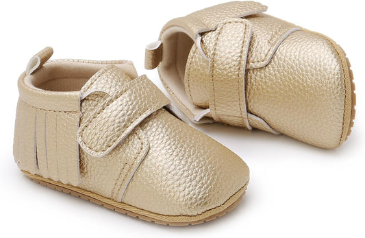 SOFMUO Baby Boys Girls High Top Ankle PU Leather Sneakers Soft Rubber Sole Infant Moccasins Newborn Oxford Loafers Anti-Slip Toddler Wedding Uniform Dress Shoes