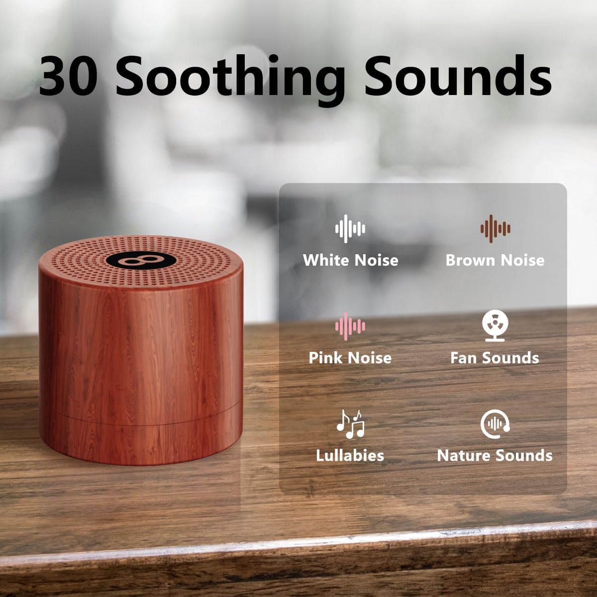 Portable White Noise Machine Mini Sound Machine with 30 Soothing Sounds Rechargeable for Adults Newborn Kids Sleep Brown Noise Machine with Memory Function 4 Timers for Travel Camping Home and Office