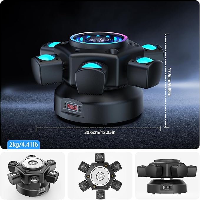 2-Pack 120W Moving Head 6 Arms Stage Lights with Mixed Lighting Effects,DJ Stage Lighting for Party Disco Club Wedding Bar