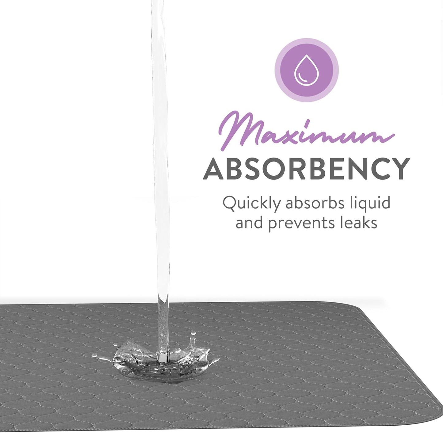 Inspire Underpads | Stain Hiding Gray Reusable Incontinence Bed Pads | Waterproof Mattress Pad | for Adults Babies and Dogs (34 X 52)