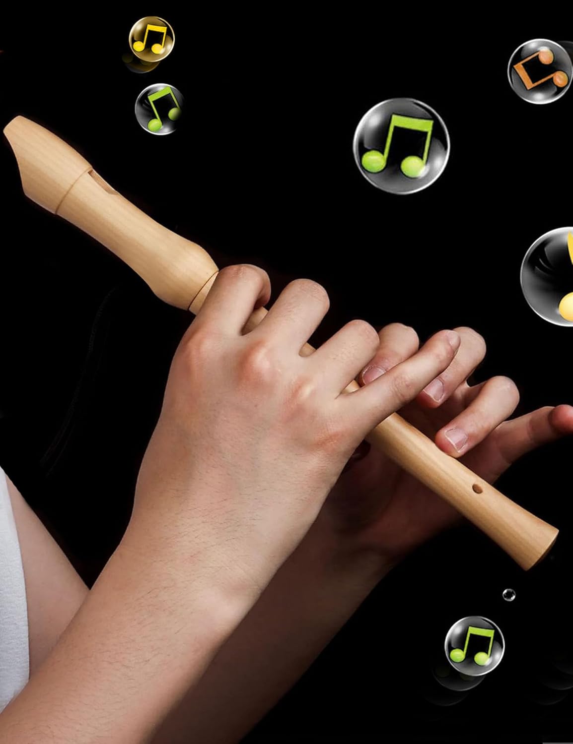 Mr.Power Maple Wooden Soprano Recorder, C Key German Style Fingering 8 Holes 2 Piece School-Approved Musical Instrument Pupil Student Educational (Wood Color)