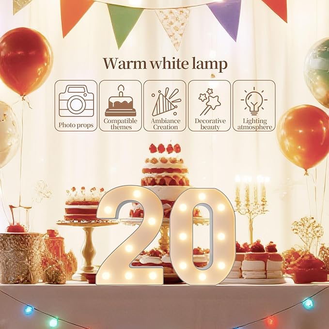 LED Marquee Light Up Numbers Sign - Lighted Birthday Numbers Sign for 25th Birthday Party Decoration, Bar Wall, Home, Table Room, Wedding and Christmas Decorations, Number 25