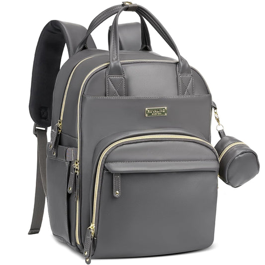 RUVALINO Diaper Bag Backpack, Multifunction Travel Baby Diaper Bag with Changing Pad, Insulated Bottle Holders & Pacifier Case, Large Capacity,Waterproof, Iron Gray