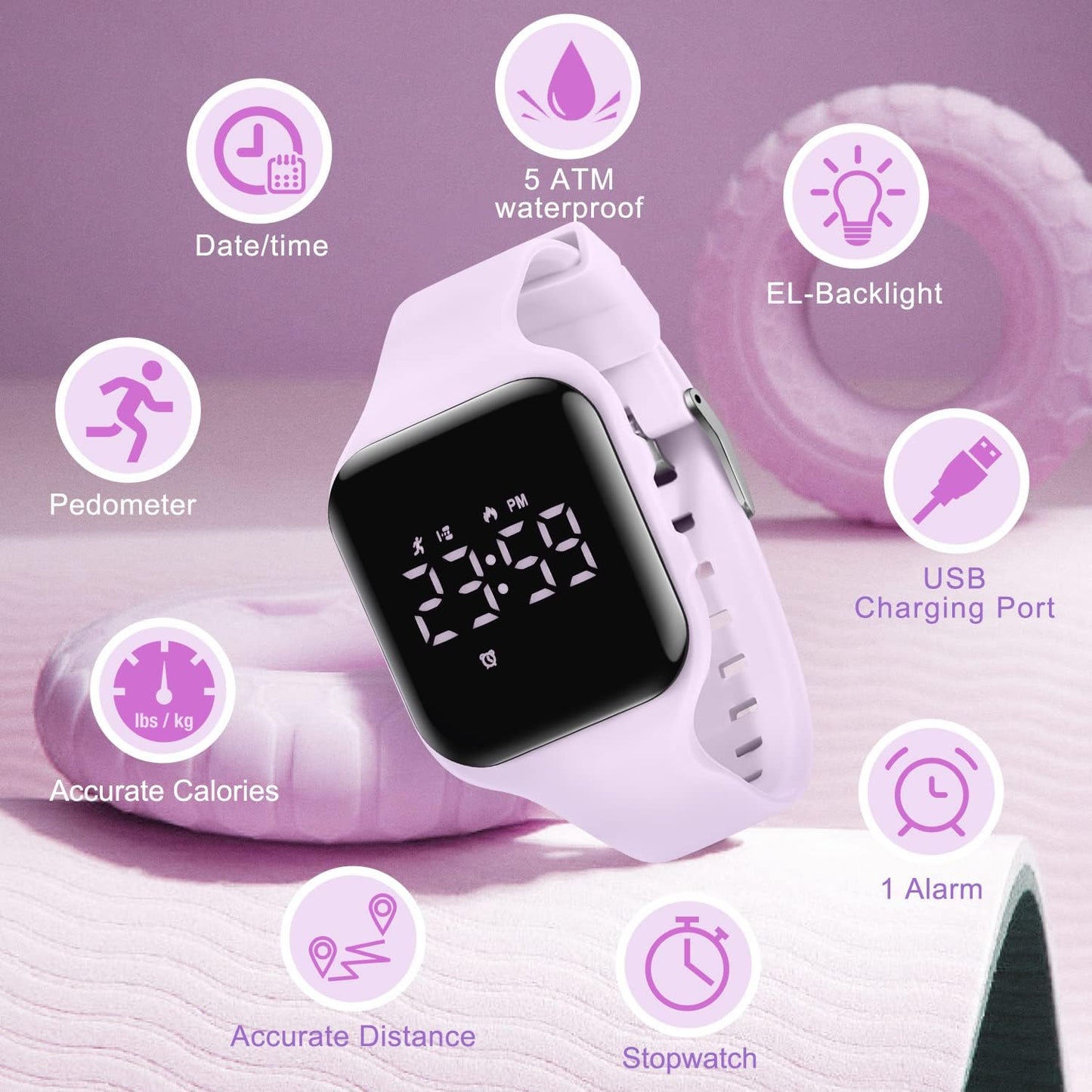 Kids Watches for Girls Boys Digital Sport Watch with Step Counter Pedometer Vibration Alarm Clock, No App Waterproof Fitness Tracker Kids Watch Boys Girls Teens Students Ages 5-16