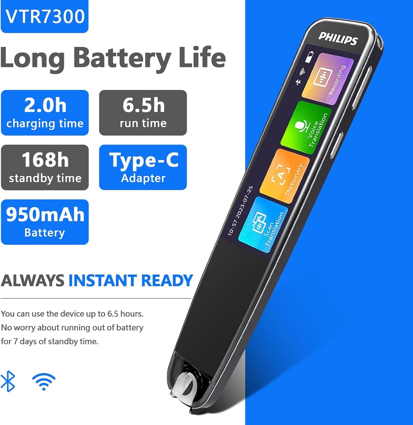 Translation Pen, OCR Digital Translator Pen, 112 Language Learner Portable Wireless Scan Reader Pen,Reading Pen for Dyslexia Study Business and Travel