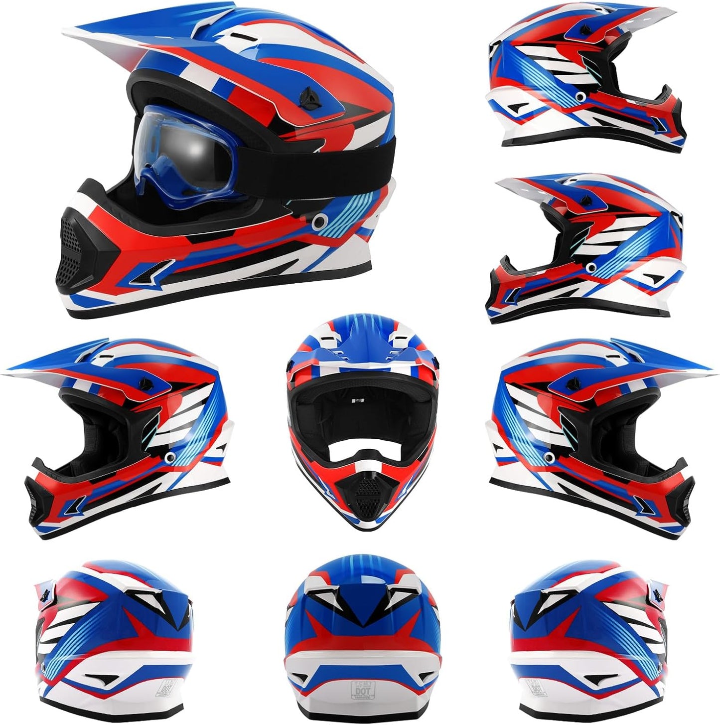 TCMT Dot Youth & Kids Motorcycle Off-Road Helmet Full Face Motocross Street Dirt Bike Mountain Bike BMX MX ATV Helmet+Goggles+Gloves New