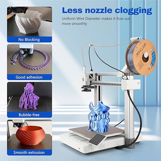 Silk PLA Filament 1.75mm Blue Silver Dual Color PLA 3D Printer Filament 2 in 1 Coextrusion 1KG Spool(2.2lbs) 3D Printing Filament Dimensional Accuracy +/- 0.03mm Fits for Most FDM 3D Printers