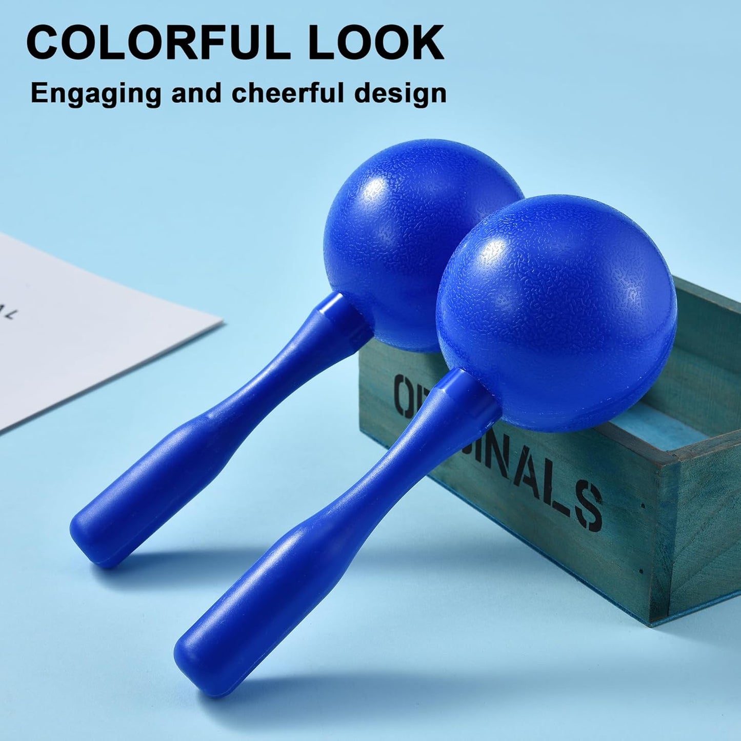 Maracas for Kids Adults, 8 Inch, Set of 2, Blue