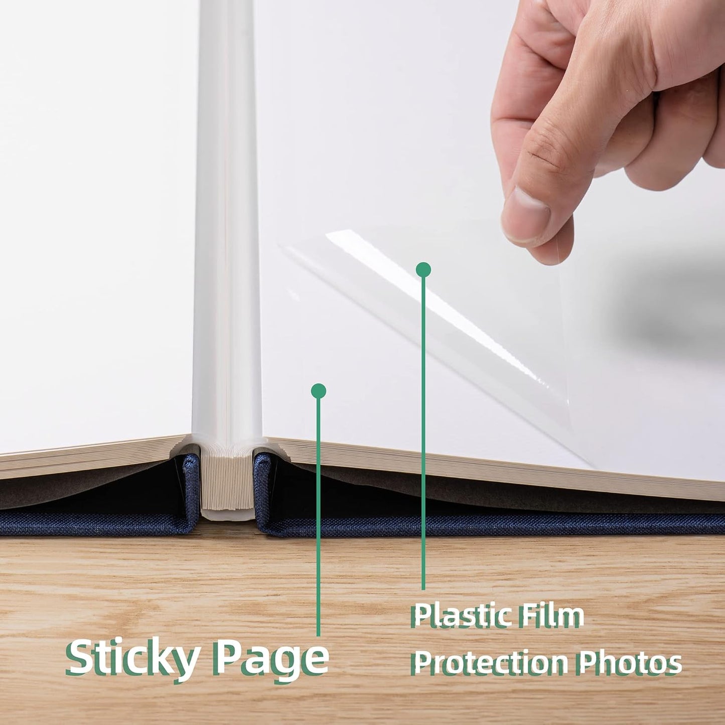 Large Photo Album Self Adhesive Scrapbook Album for 4×6 8×10 Pictures DIY Magnetic Linen Cover Album 60 Pages for Family Wedding Gifts with Metal Pen and Plastic Board