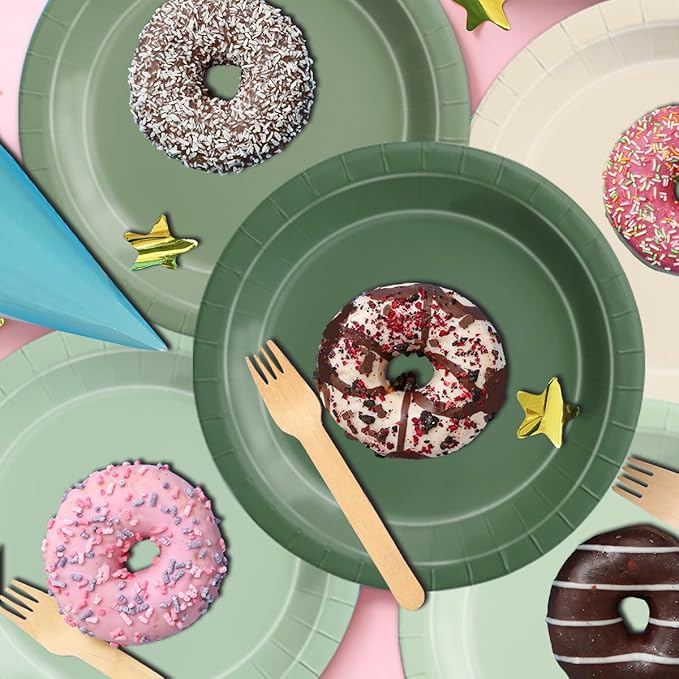 CMUSKO Sage Green Baby Shower Decorations - 150pcs Gradient Plates & Napkins Kit Serves 50 - Party Supplies for Birthday,Wedding