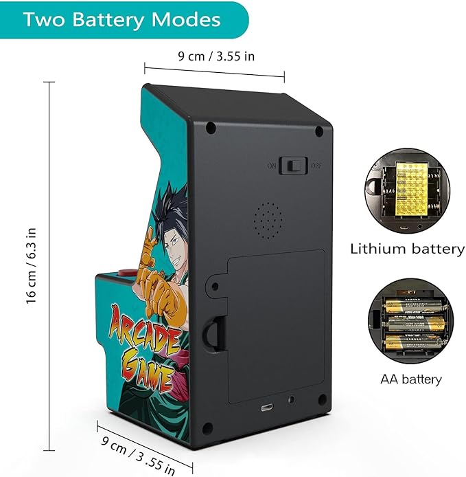 Mini Arcade Machine, Retro Gaming Console, Handheld Game Console with 156 Classic 16-Bit Video Games, 2.8 Inch Color Display, Rechargeable Battery, Support for TV Output, Birthday Present for Children